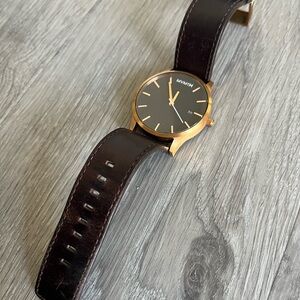 MVMT Rose Gold Case with Black Dial and Dark Brown Leather Strap